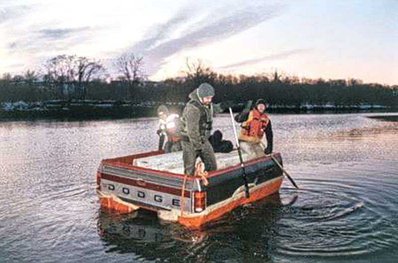 DIY boat made from a truck bed